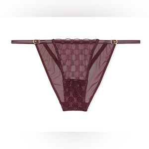 Victoria's Secret Logo Embroidery String Bikini Panty Brown